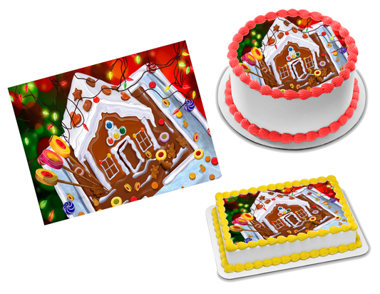Gingerbread House Edible Image Frosting Sheet #116 Topper (70+ sizes)