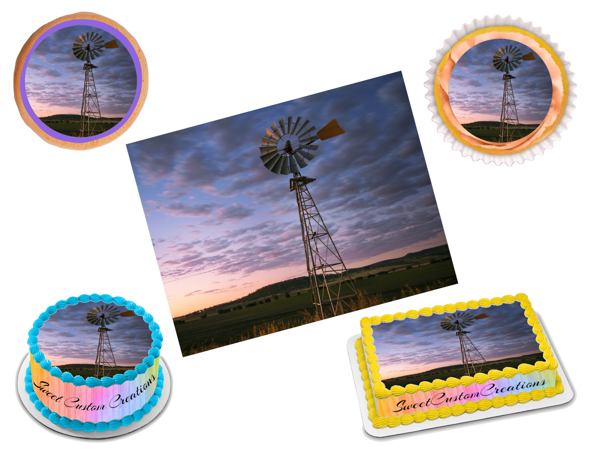 Windpump Windmill Edible Image Frosting Sheet #11 (70+ sizes)