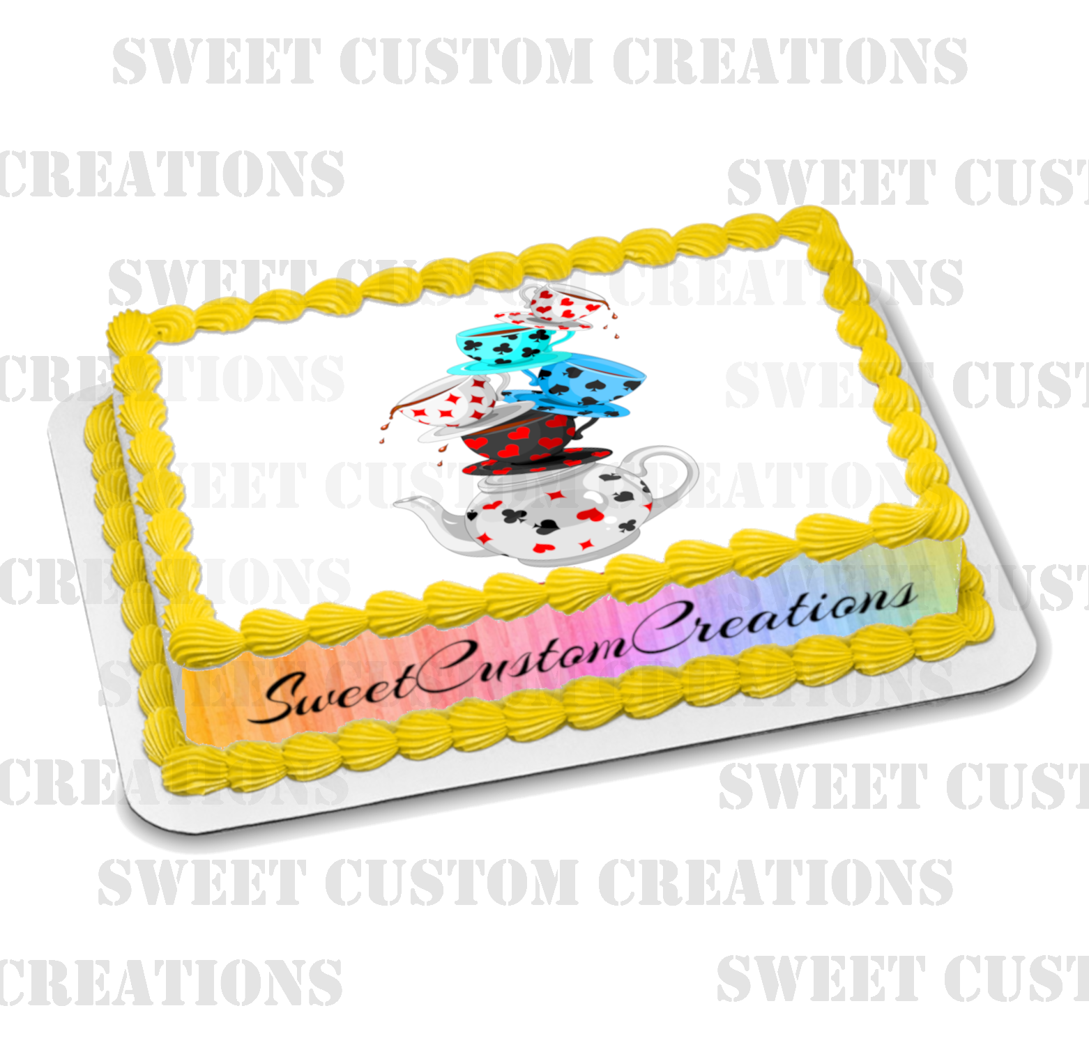 Mad Hatter Teacups Edible Image Frosting Sheet #11 (70+ sizes)