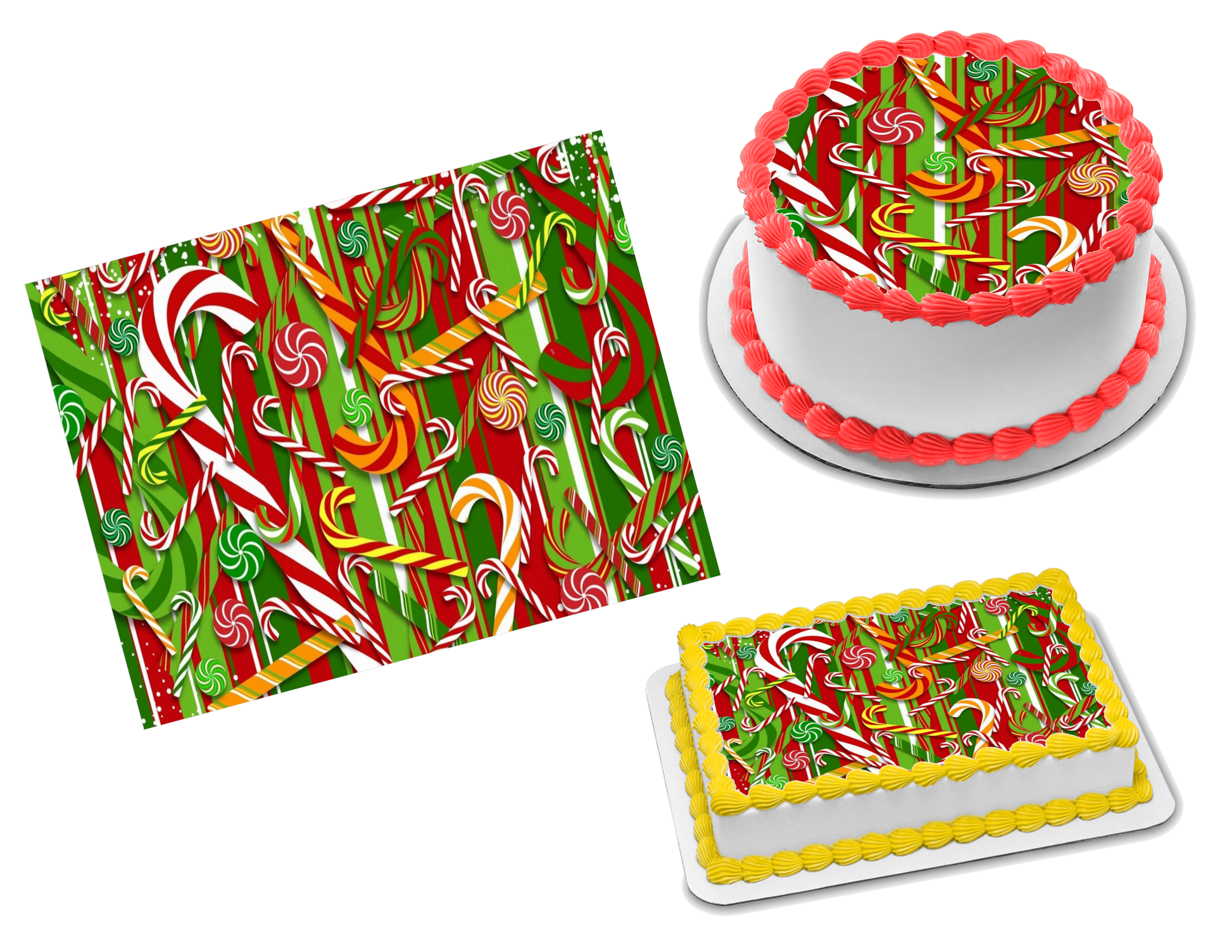 Candy Canes Edible Image Frosting Sheet #122 Topper (70+ sizes)