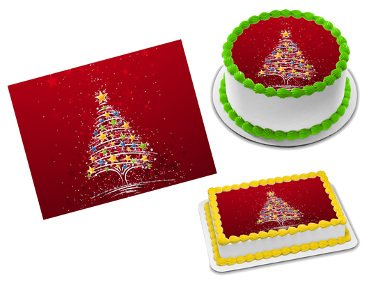 Christmas Tree Edible Image Frosting Sheet #131 Topper (70+ sizes)