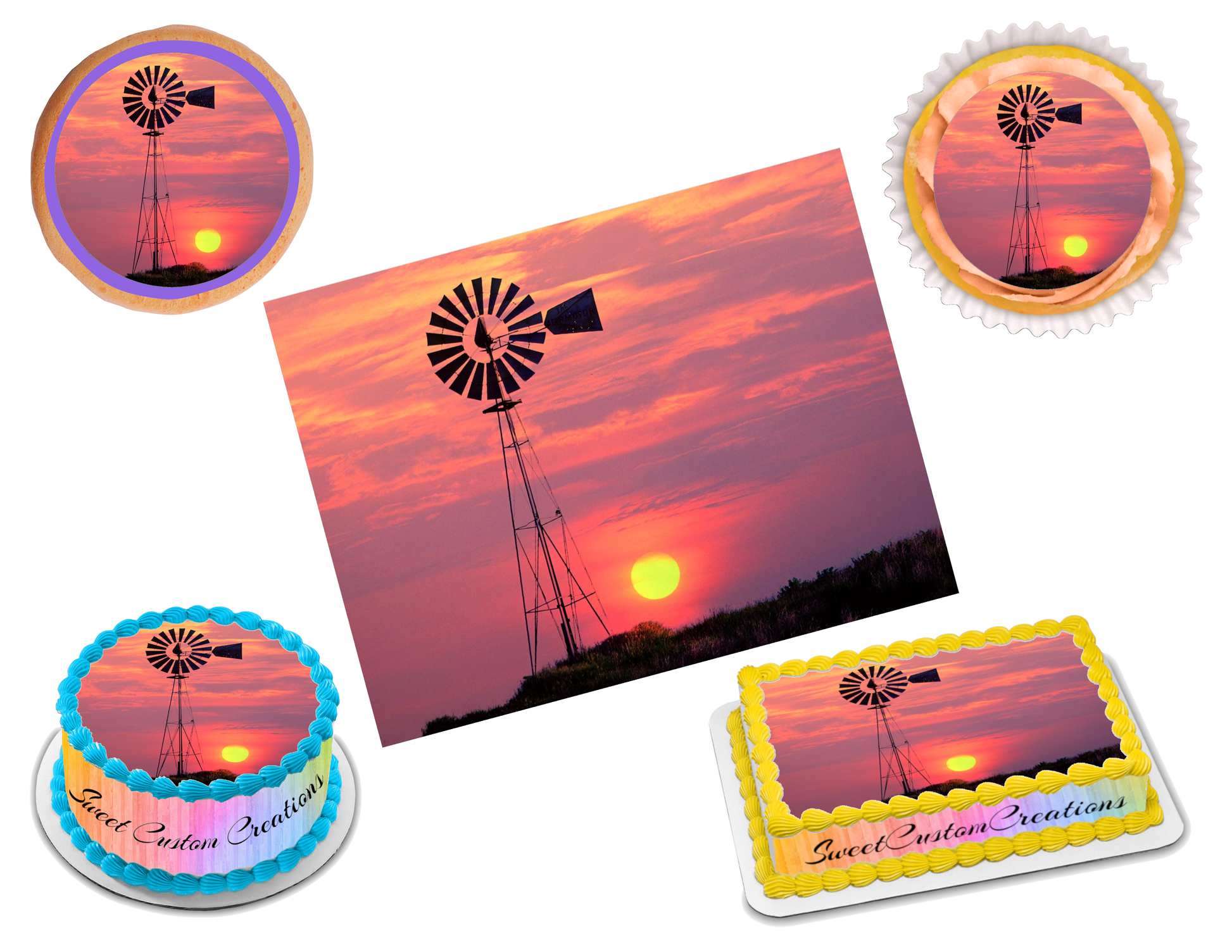 Windpump Windmill Edible Image Frosting Sheet #13 (70+ sizes)