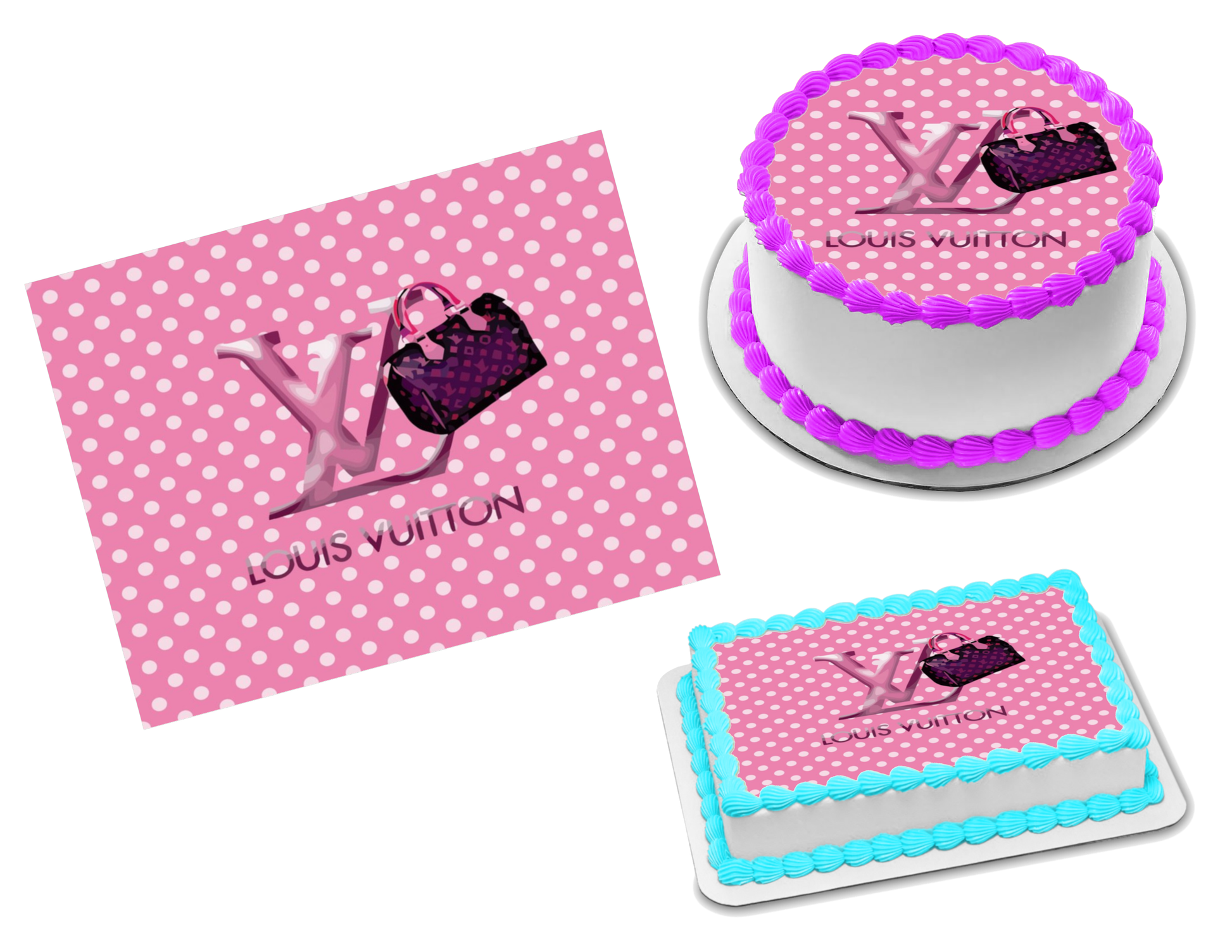 Louis Vuitton Pink White Edible Image Frosting Sheet #35 (70+ sizes)