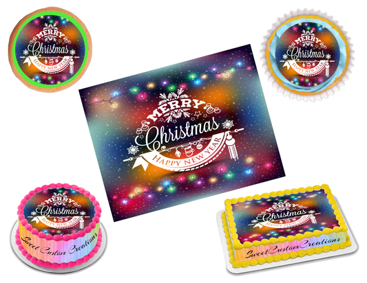 Merry Christmas Edible Image Frosting Sheet #144 Topper (70+ sizes)