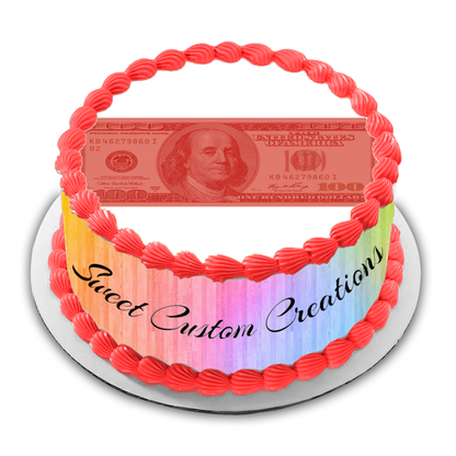 100 Dollar Bill Red Edible Image Frosting Sheet #15 (80+ sizes)