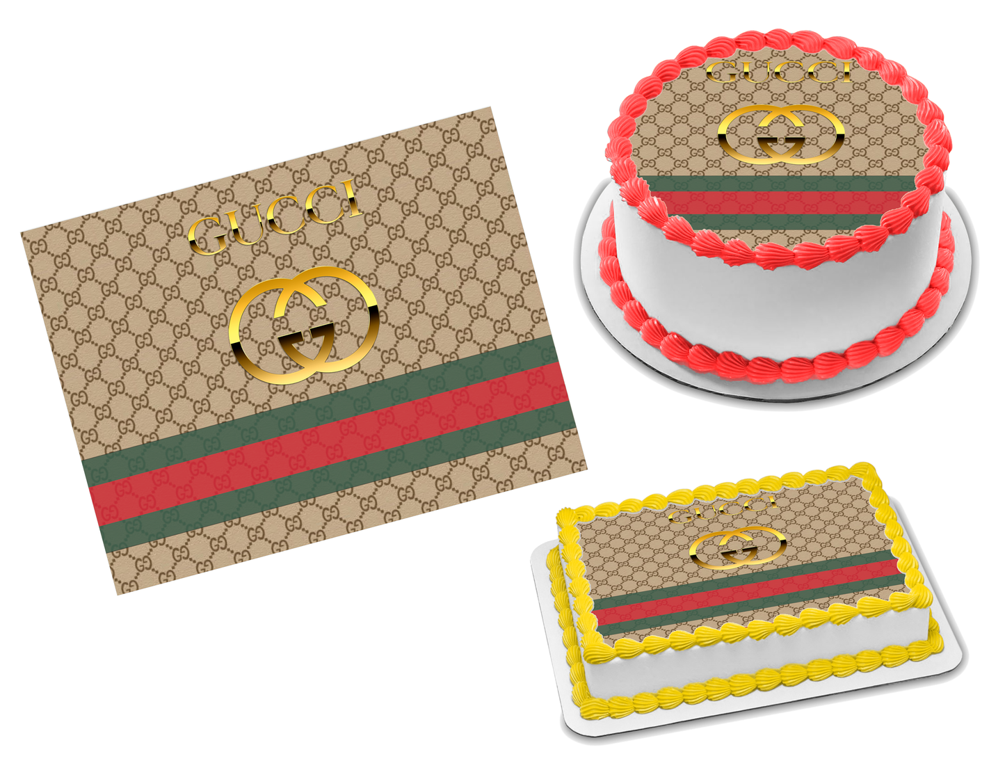 Gucci Print EDIBLE Cake Topper Image, Cupcakes, or Cake Wraps, Gucci Cake,  Gucci Cupcakes