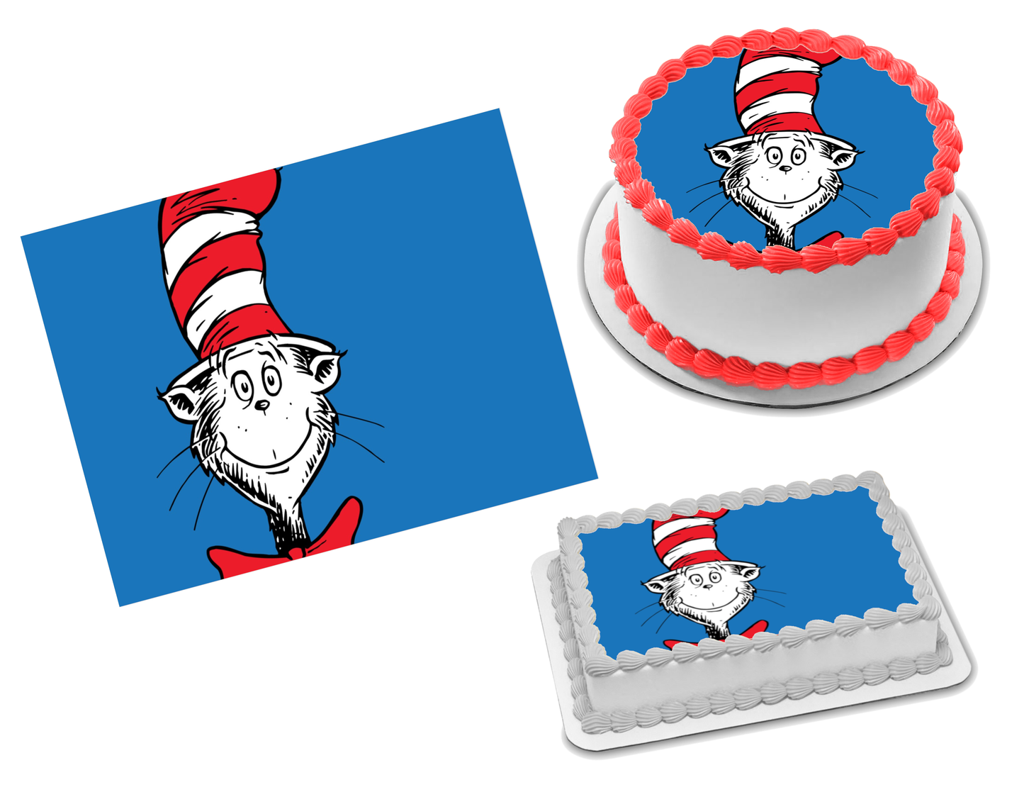Cat in the Hat Edible Image Frosting Sheet #15 Topper (70+ sizes)