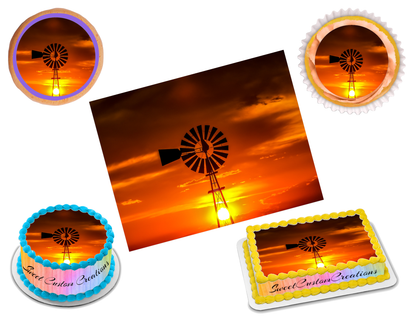 Windpump Windmill Edible Image Frosting Sheet #15 (70+ sizes)