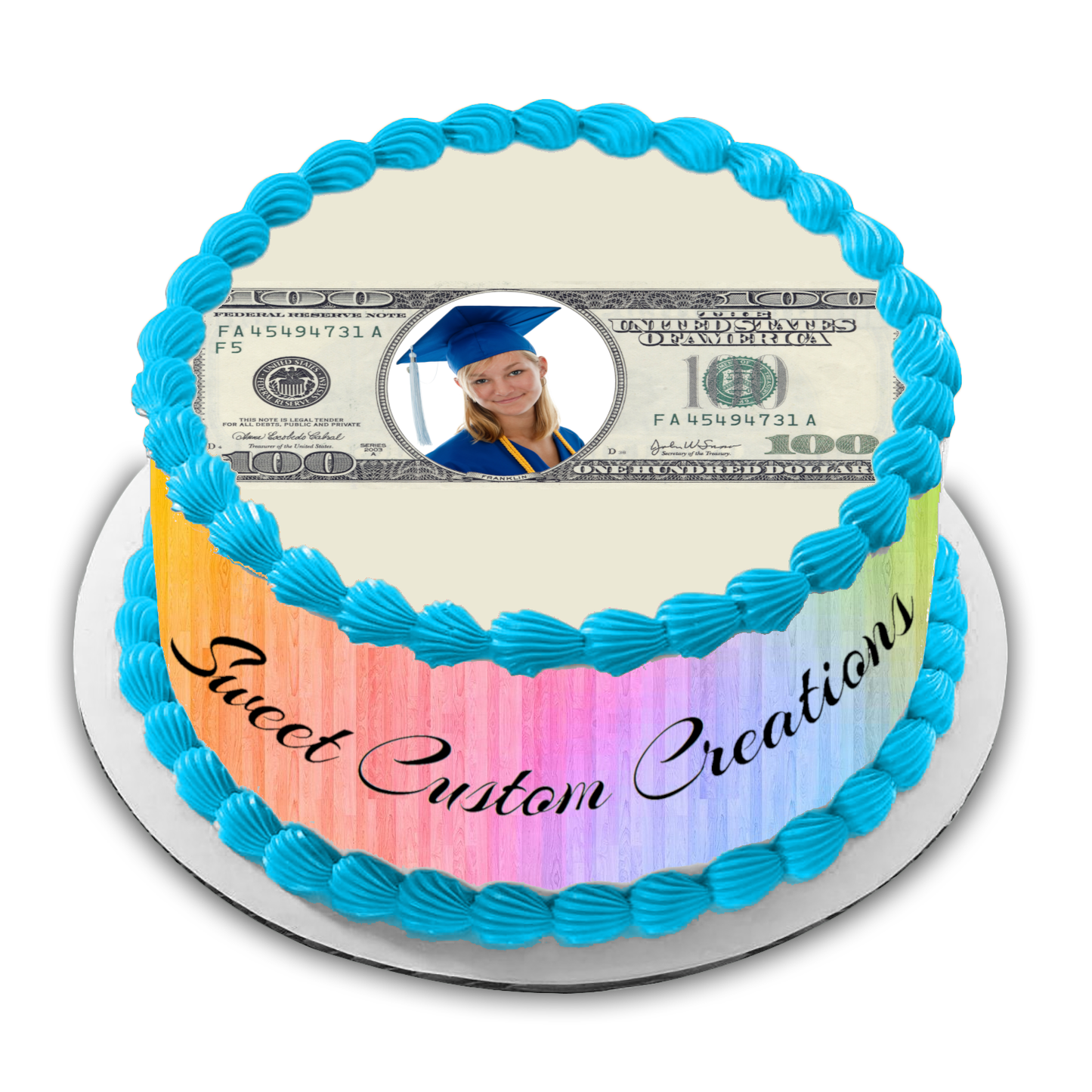 100 Dollar Bill Photo Edible Image Frosting Sheet #16 (80+ sizes)