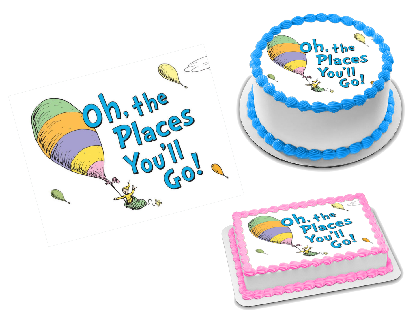Oh The Places You'll Go Dr Seuss Edible Image Frosting Sheet #16 (70+ sizes)