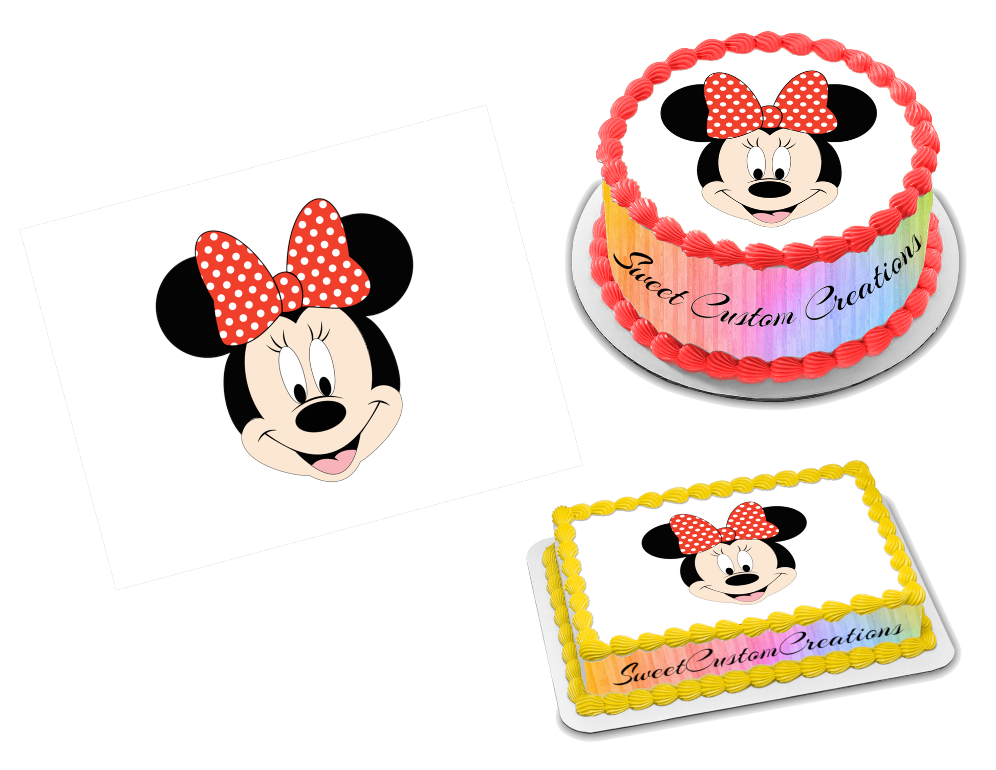 Minnie Mouse Edible Image Cake Topper Personalized Birthday Sheet Cust -  PartyCreationz