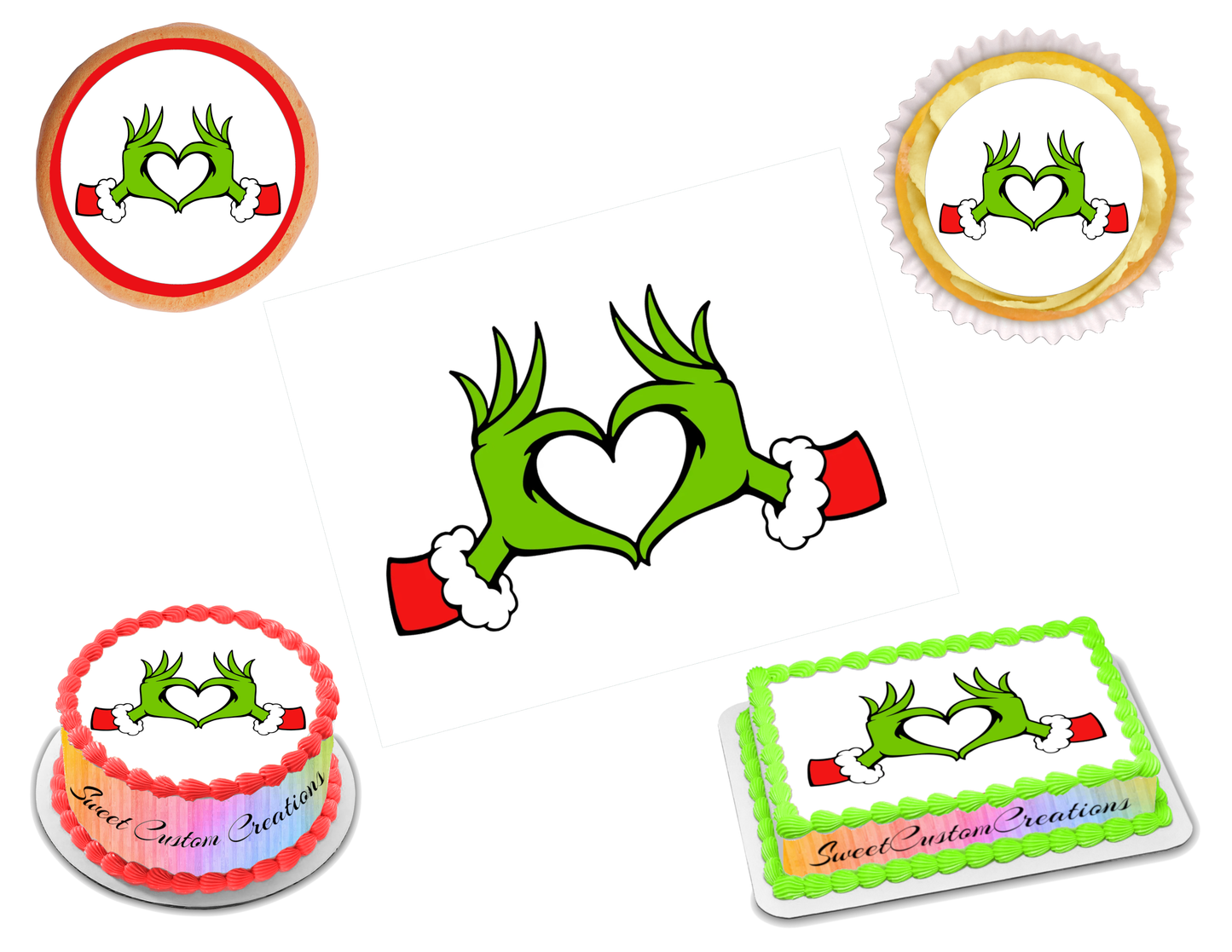 The Grinch Edible Image Frosting Sheet #16 (70+ sizes)