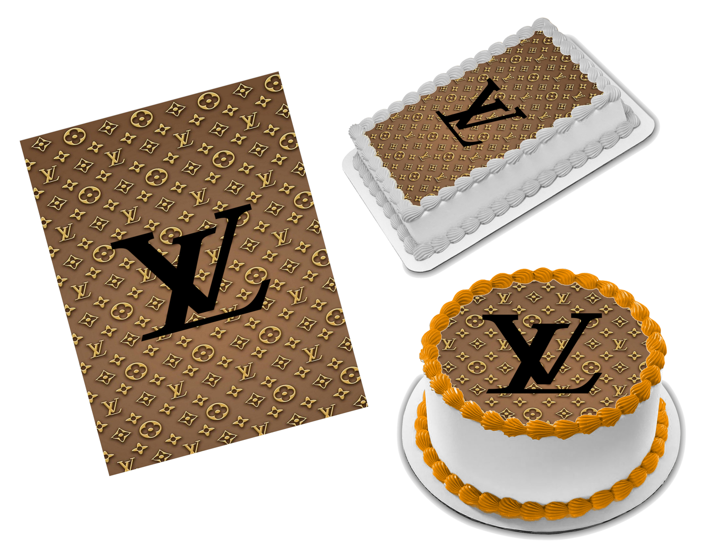 Louis Vuitton Logo Light Gold Edible Image Frosting Sheet #61 (70+
