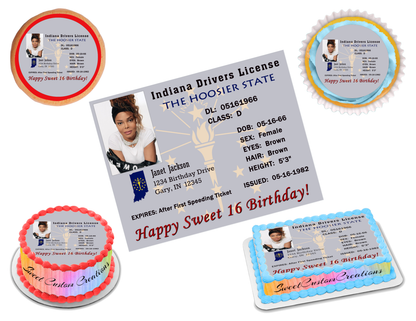 IN Drivers License Edible Image Frosting Sheet (70+ sizes)