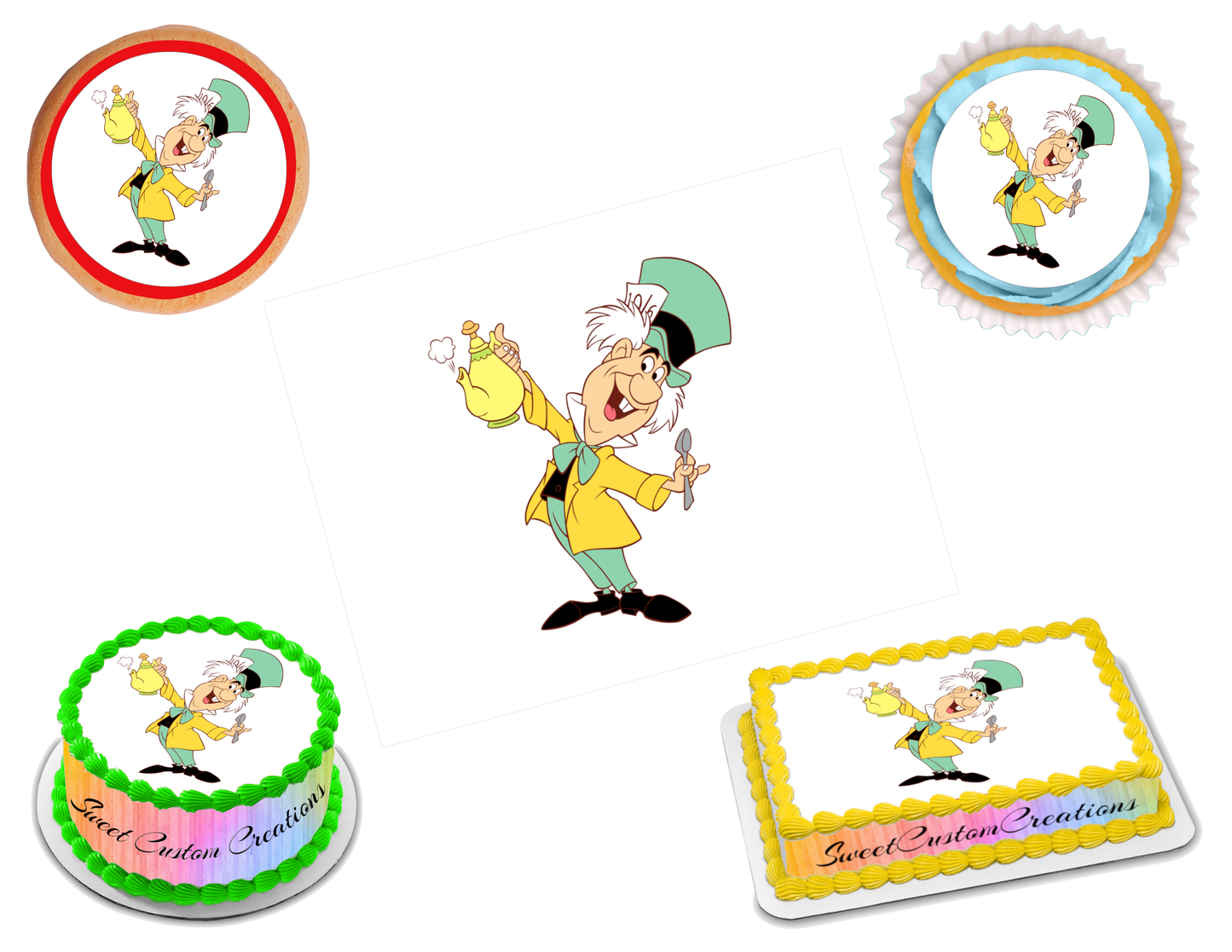 Mad Hatter Edible Image Frosting Sheet #1 (70+ sizes)