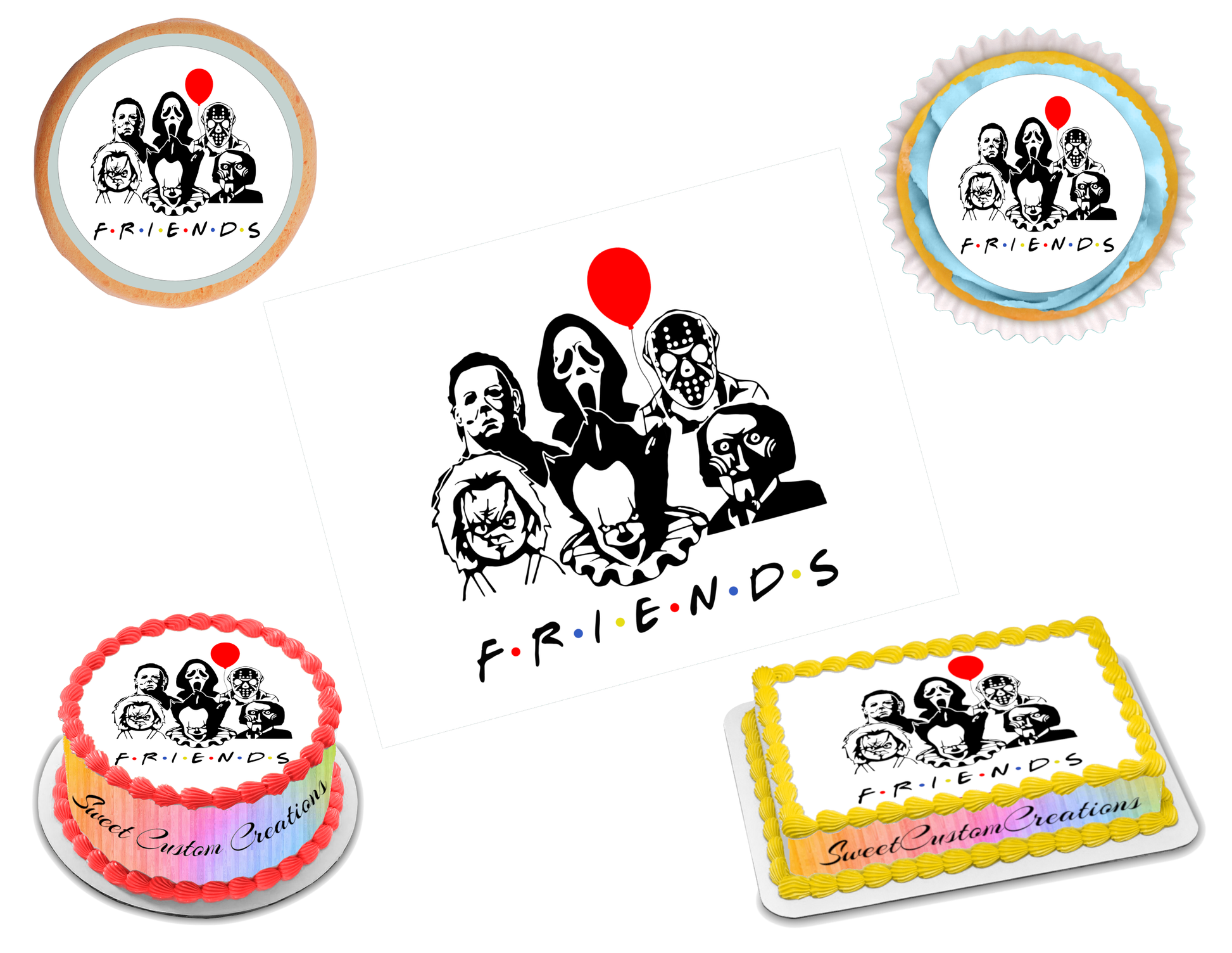 Horror Movie Friends Edible Image Frosting Sheet #1 (70+ sizes)