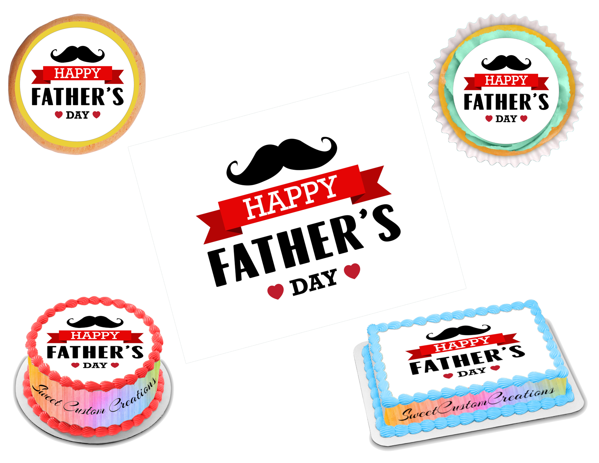 Edible Father's Day Cake Decorations, Happy Father's Day, Cupcake