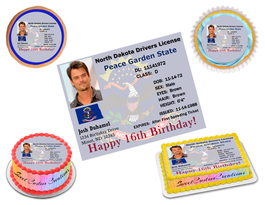 ND Drivers License Edible Image Frosting Sheet (70+ sizes)