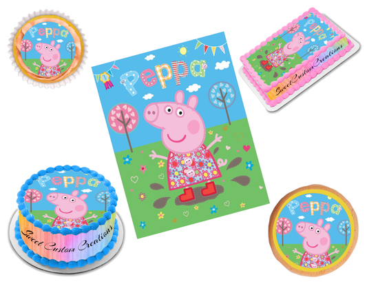 Peppa Pig Edible Image Frosting Sheet #1 (70+ sizes)