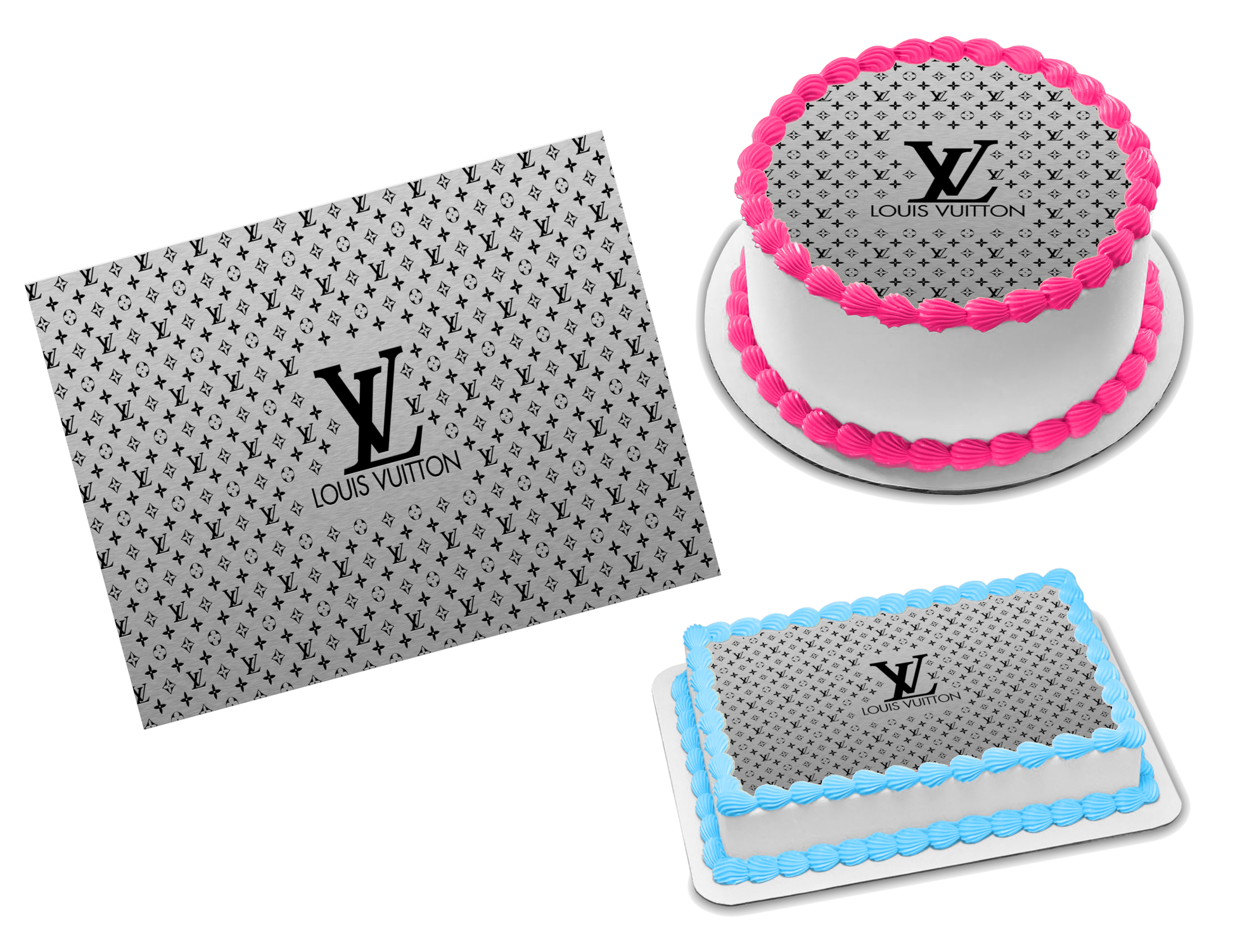 4xxxxxx - Louis Vuitton Black Gray Edible Image Frosting Sheet #2 (70+ sizes) â€“ Sweet  Custom Creations