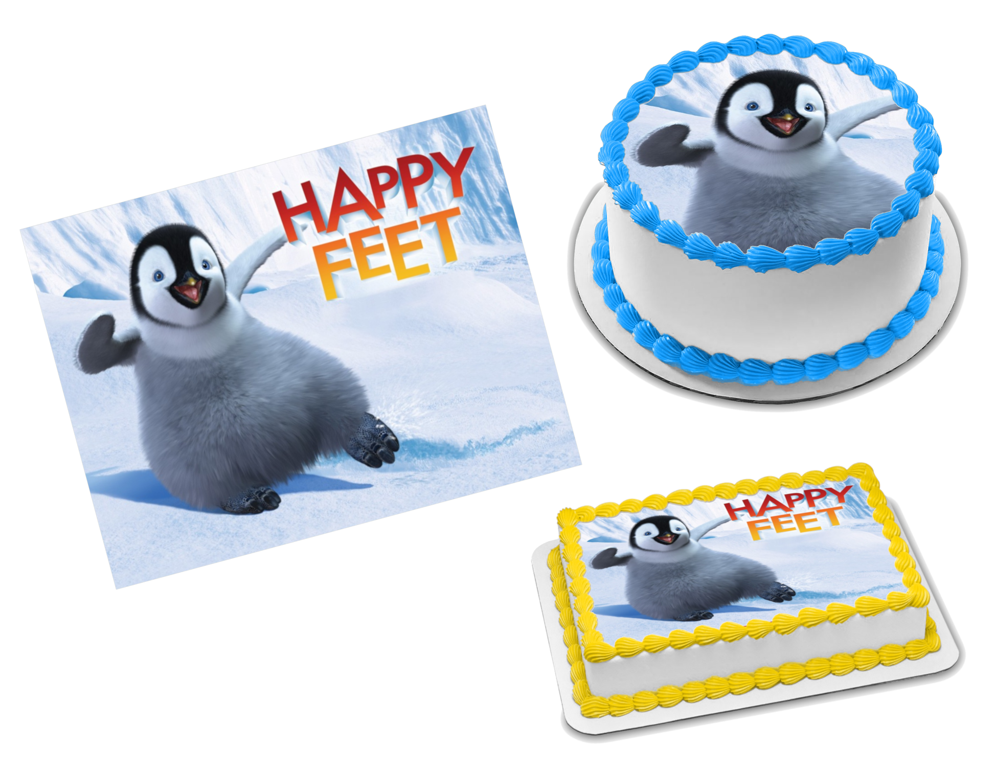 Happy Feet Edible Image Frosting Sheet #2 (70+ sizes)