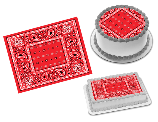 Bandana Red Edible Image Frosting Sheet #2 Topper (70+ sizes)