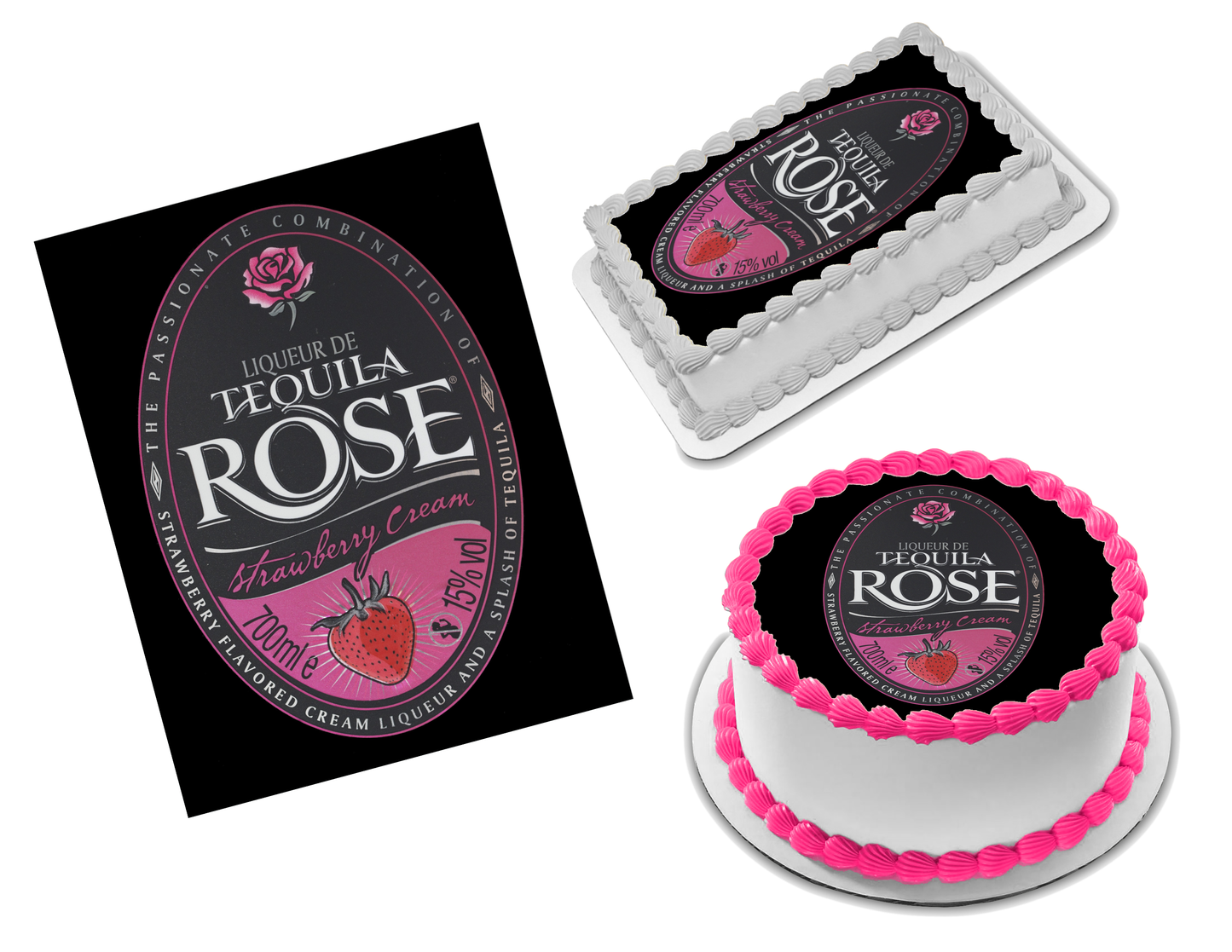 Tequila Rose Strawberry Cream Edible Image Frosting Sheet #2 (70+ sizes)