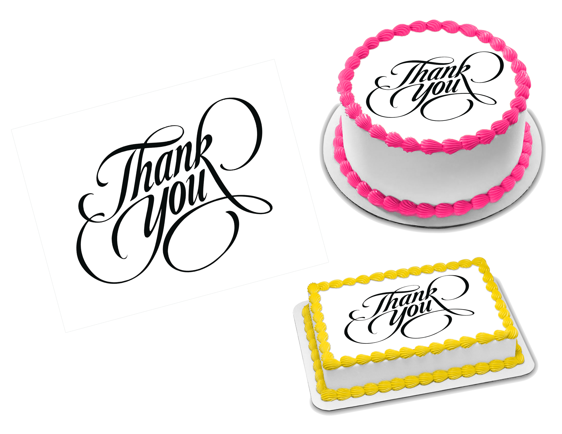 Thank You Calligraphy Black Edible Image Frosting Sheet #2 (70+ sizes)