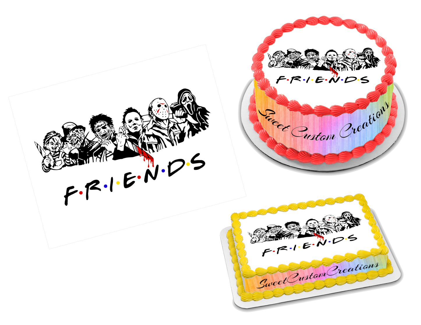 Horror Movie Friends Edible Image Frosting Sheet #2 (70+ sizes)