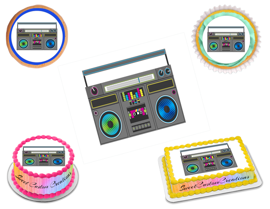 80s Boombox Edible Image Frosting Sheet #2 Topper (70+ sizes)