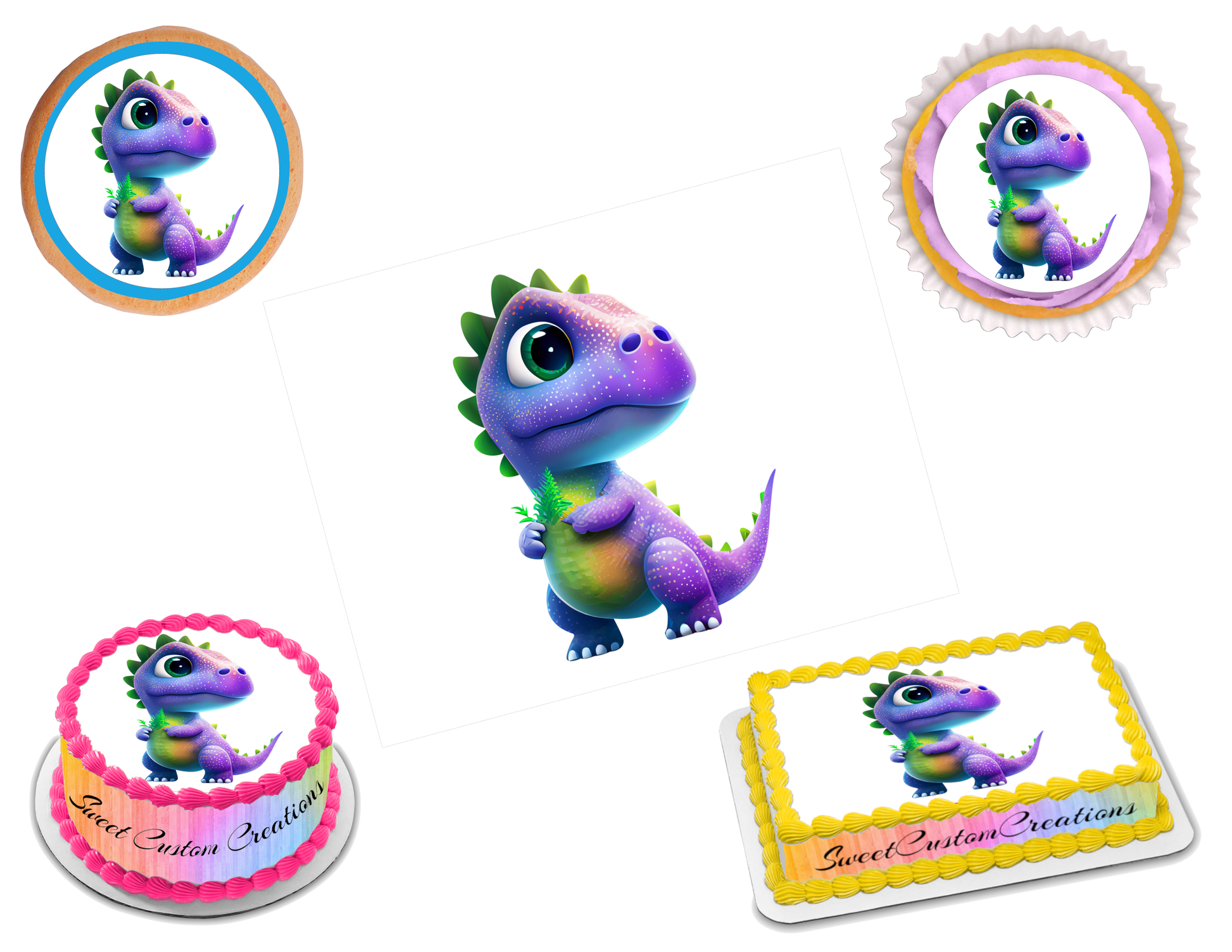 Dinosaur Edible Image Frosting Sheet #21 Topper (70+ sizes)