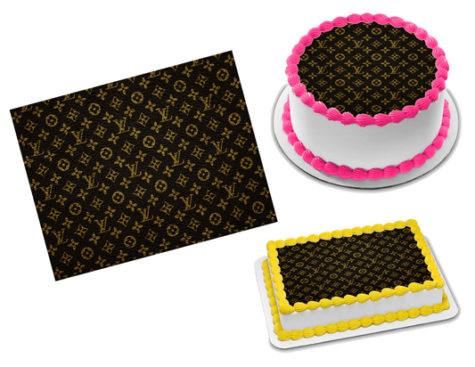 Louis Vuitton Black Gold Edible Image Frosting Sheet #22 (70+ sizes)