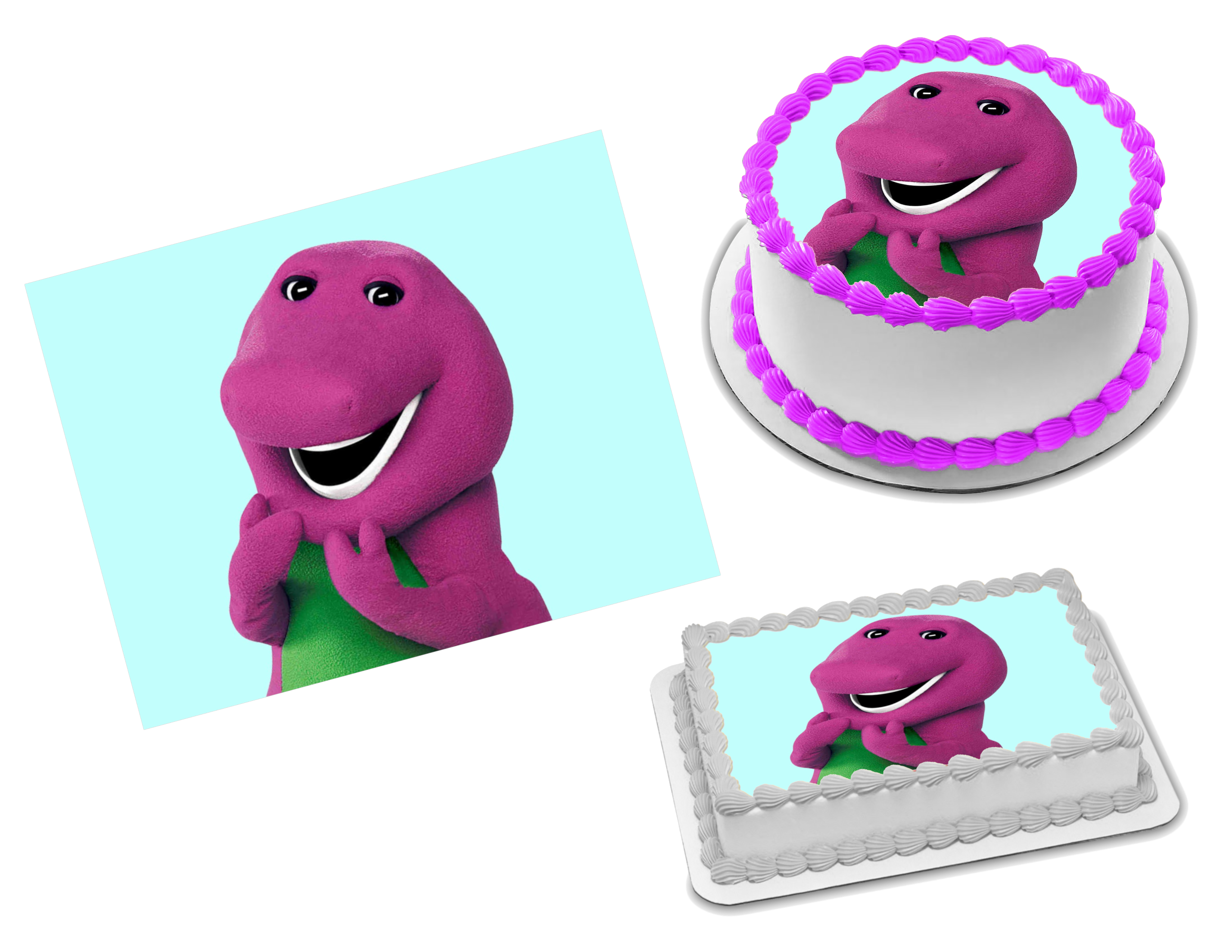 Coolest Homemade 2 Tiered Barney Birthday Cake