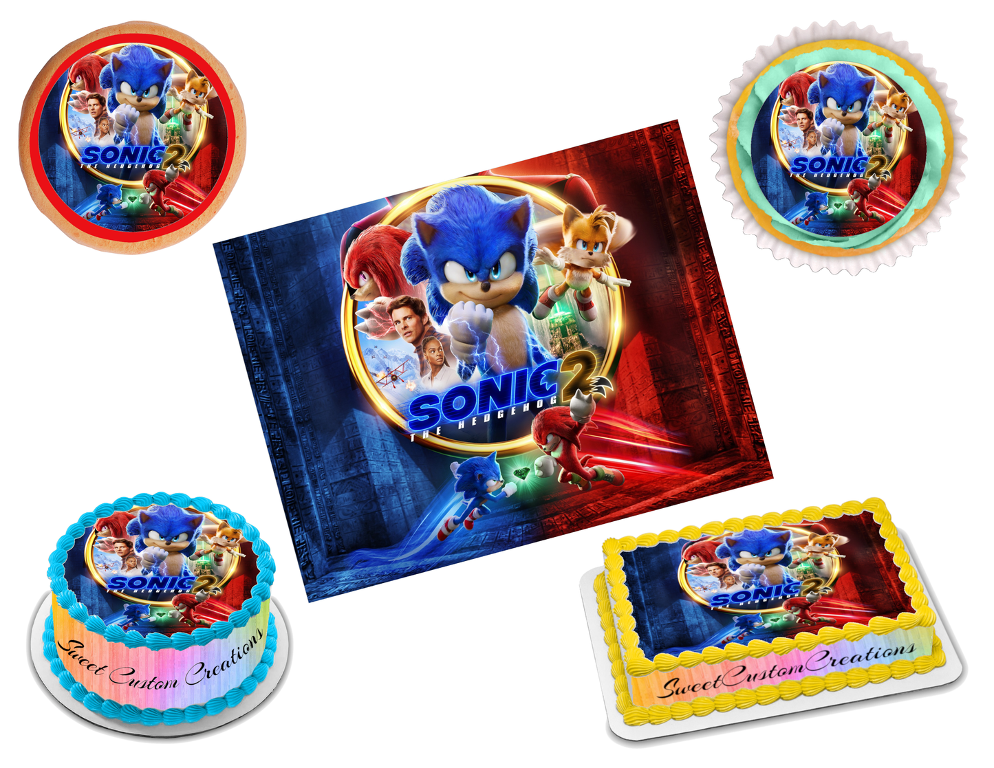 Custom Sonic cake topper Printable digital, Personalized cake topper Sonic