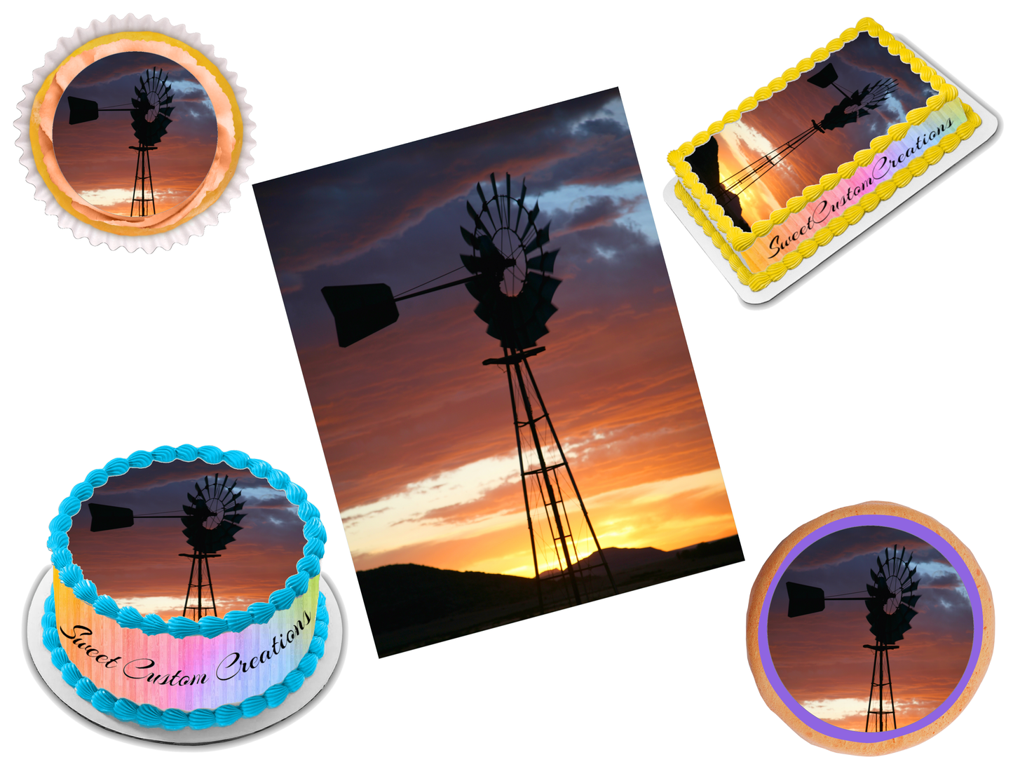 Windpump Windmill Edible Image Frosting Sheet #2 (70+ sizes)