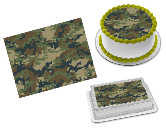 Camouflage Edible Image Frosting Sheet #3 Topper (70+ sizes)