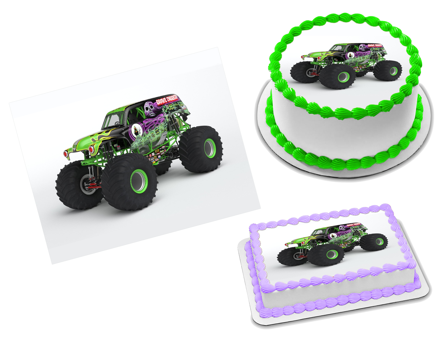 Monster Truck Grave Digger Edible Image Frosting Sheet #3 (70+ sizes)
