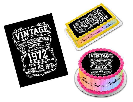 Vintage Birthday Edible Image Frosting Sheet #3 (70+ sizes)