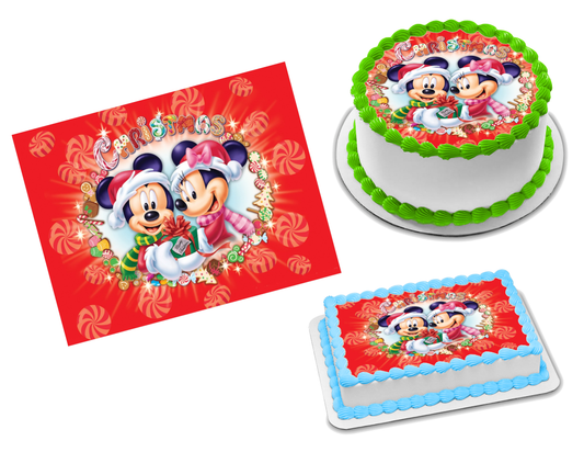 Mickey Minnie Mouse Christmas Edible Image Frosting Sheet #31 (70+ sizes)
