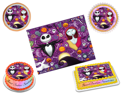 Jack Skellington Sally Edible Image Frosting Sheet #31 (70+ sizes)