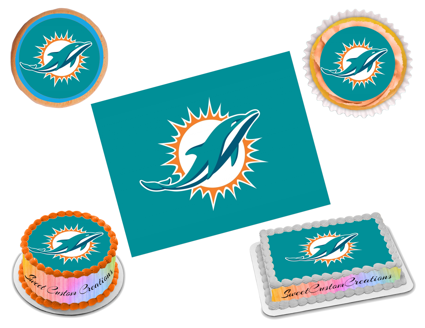 Miami Dolphins Edible Image Frosting Sheet #34 (70+ sizes)