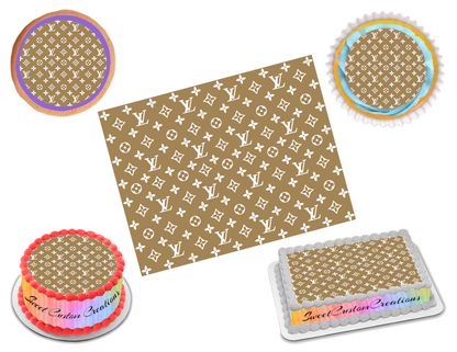 Louis Vuitton Gold White Edible Image Frosting Sheet #37 (70+ sizes)