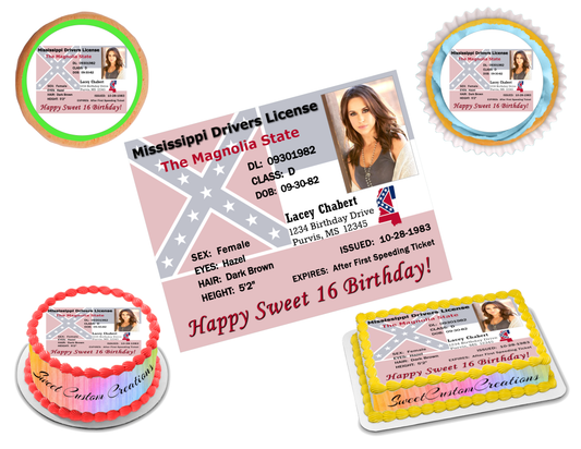MS Drivers License Edible Image Frosting Sheet (70+ sizes)