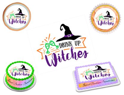 Drink Up Witches Halloween Edible Image Frosting Sheet #3 (70+ sizes)