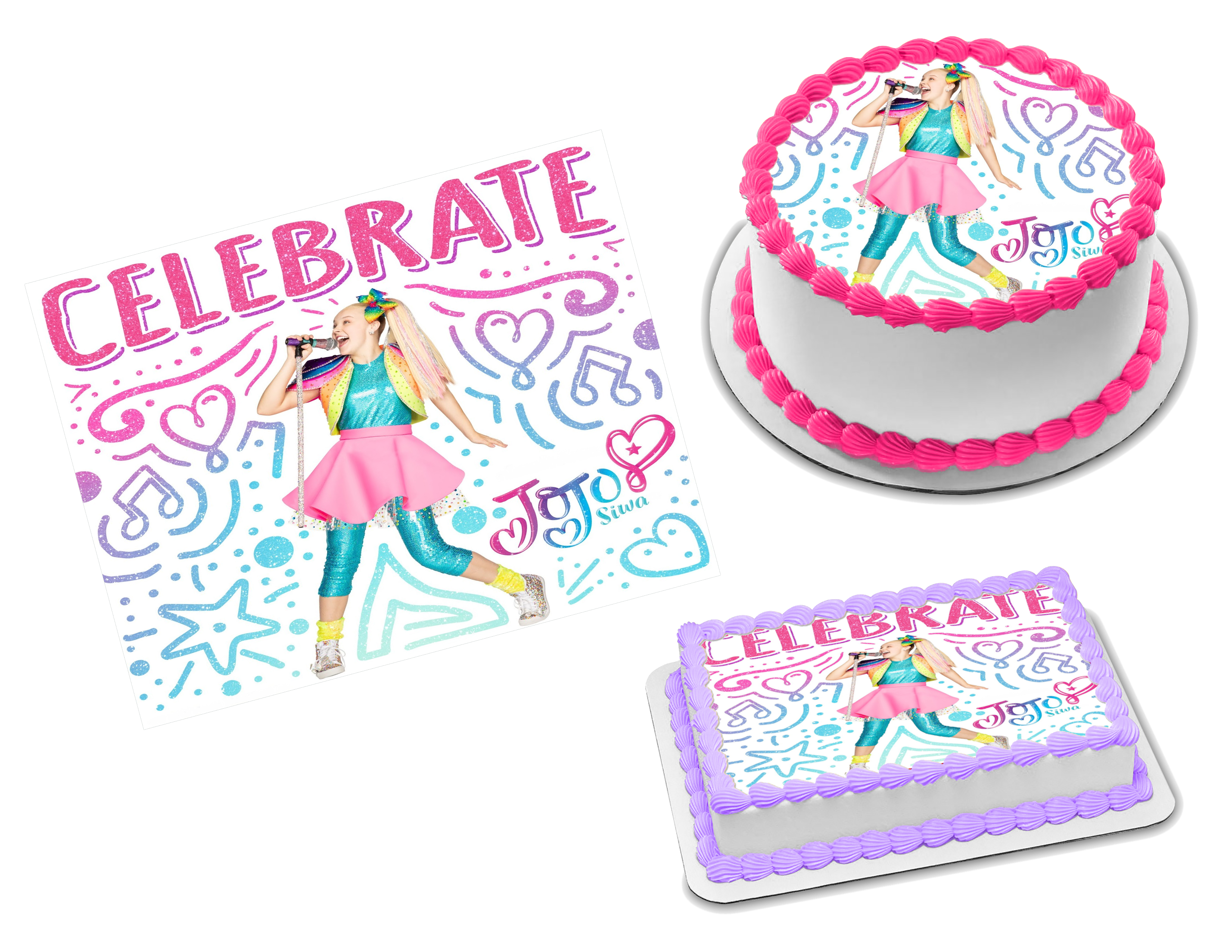 EDIBLE Jojo Siwa Wafer Paper Sheet Cake Topper Birthday Party