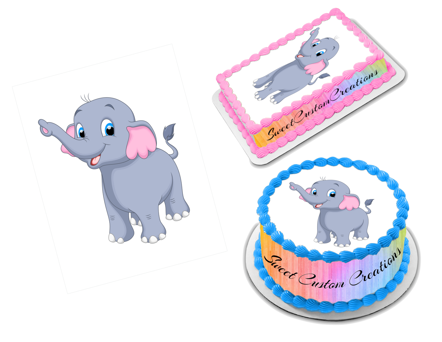 Elephant Edible Image Frosting Sheet #4 Topper (70+ sizes)