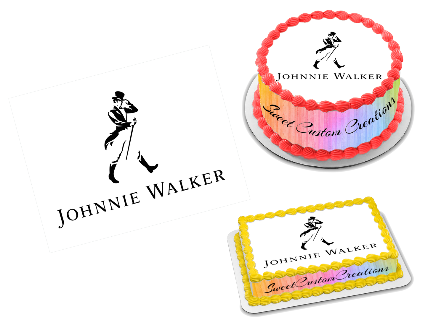 Johnnie Walker Logo Edible Image Frosting Sheet #4 (70+ sizes)
