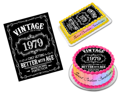 Vintage Birthday Edible Image Frosting Sheet #4 (70+ sizes)