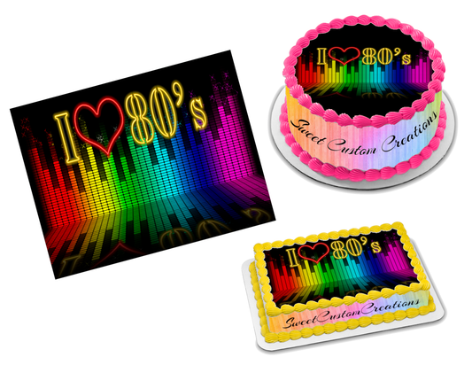 I Love 80s Edible Image Frosting Sheet #4 (70+ sizes)