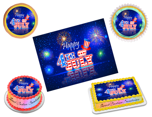 4th of July Edible Image Frosting Sheet #40 (70+ sizes)
